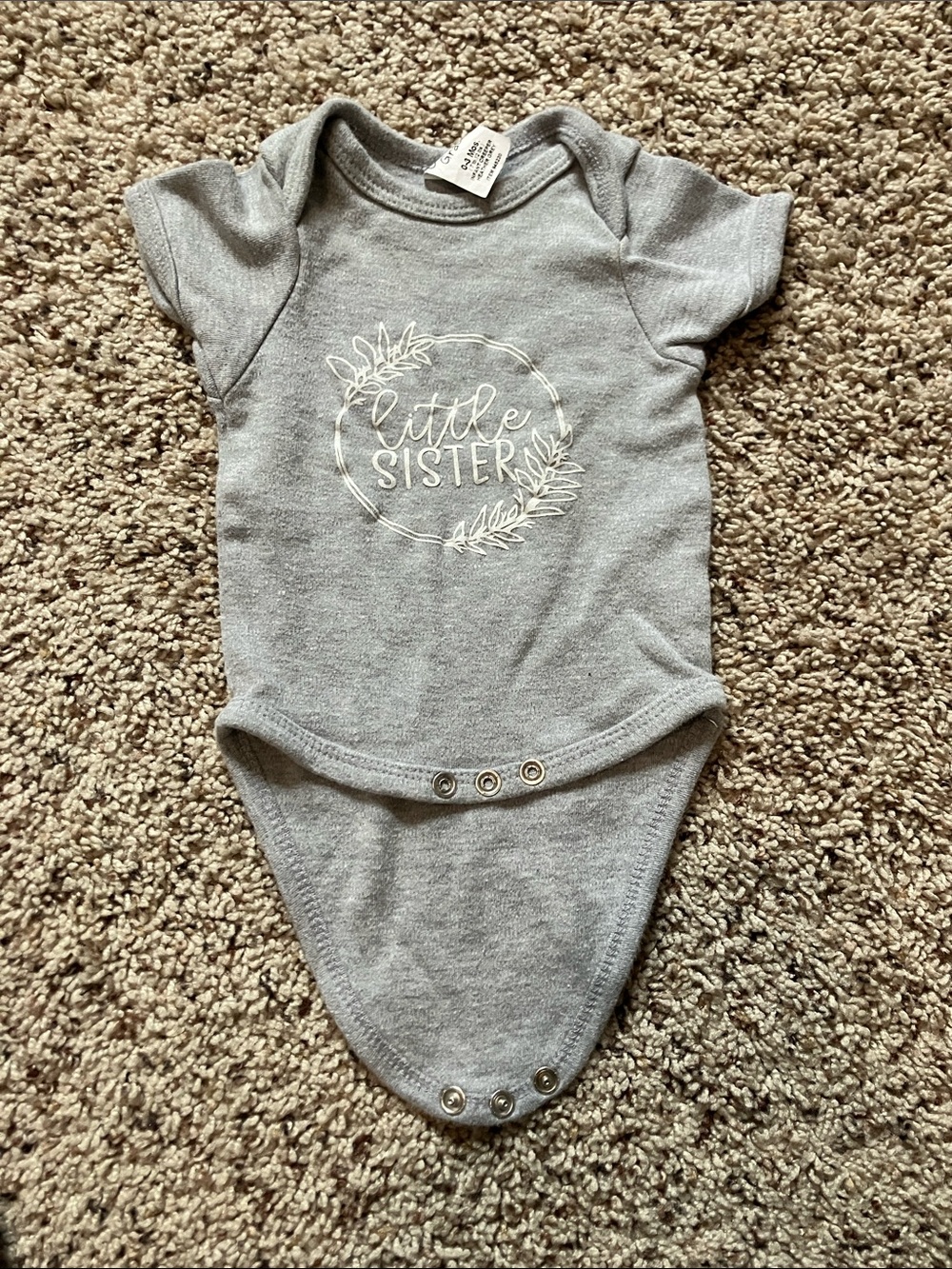 Gray 'Little Sister' Short-Sleeve Baby Bodysuit